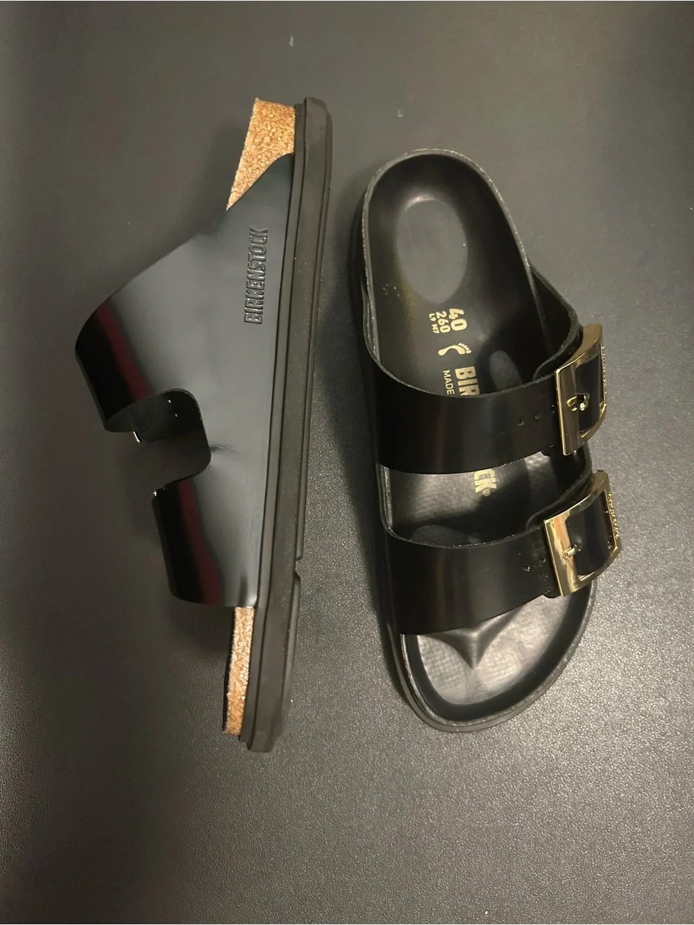 Arizona Droplet Buckle Patent Leather Sandals - Picture 7 of 12